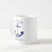 Mug Ancre nautique Capitaine patriotique Ajouter un no (Devant gauche)