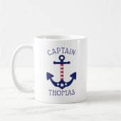 Mug Ancre nautique Capitaine patriotique Ajouter un no (Gauche)