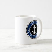 Mug Ancre nautique Corde capitaine Bateau ou Nom 2 Côt (Devant droit)