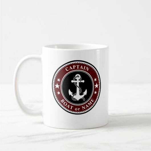 Mug Ancre nautique Corde capitaine Bateau ou Nom 2 Côt (Gauche)