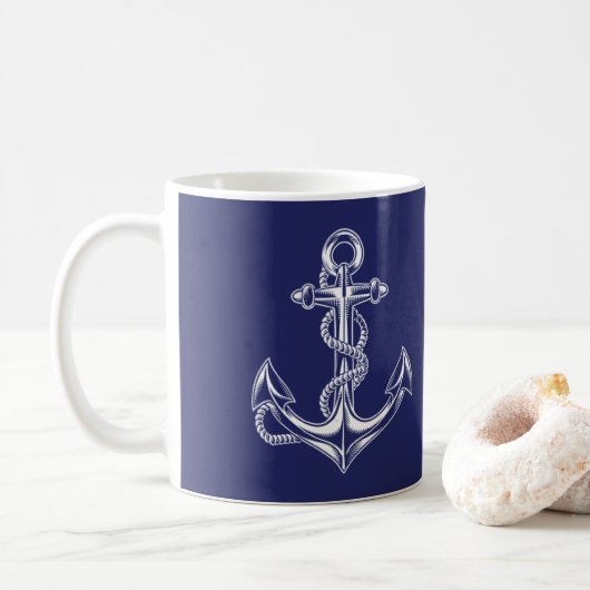 Mug Ancre nautique et corde bleu (Avec donut)