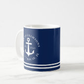 Mug Ancre nautique Marine Blue Beach Maison Nom de fam (Devant gauche)