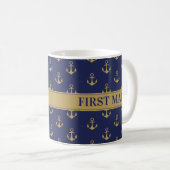 Mug Ancre nautique Marine Blue First Mate (Devant droit)
