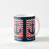 Mug Ancre nautique Rouge Blanc Bleu Nom du bateau Text (Devant droit)
