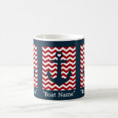 Mug Ancre nautique Rouge Blanc Bleu Nom du bateau Text (Centre)