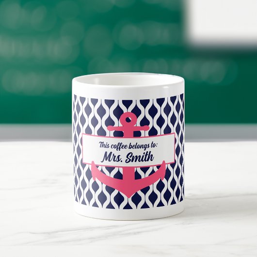 Mug Ancre personnalisée Ce café appartient à l'enseign