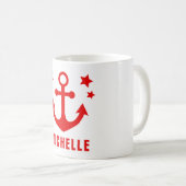 Mug Ancre rouge Clipart et étoiles nautiques (Devant droit)