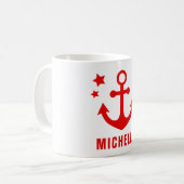 Mug Ancre rouge Clipart et étoiles nautiques (Devant gauche)
