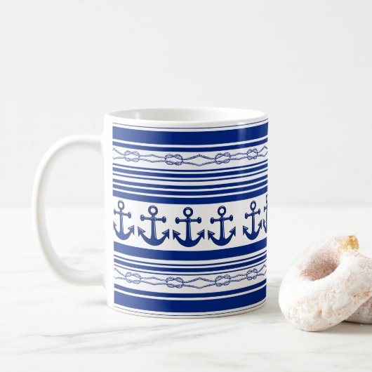 Mug Ancres Nautiques Cordes Et Traces (Avec donut)