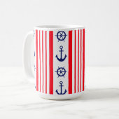 Mug Ancres nautiques rouges et bleues Voilier (Devant gauche)