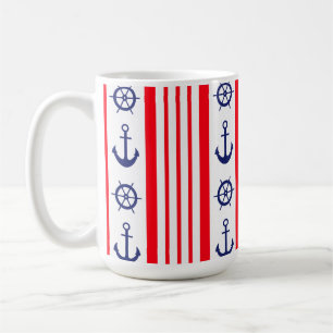 Mug Ancres nautiques rouges et bleues Voilier