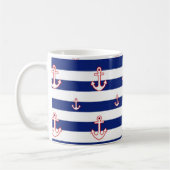 Mug Ancres sur les rayures Décor Nautique (Gauche)
