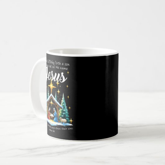 Mug And Thou Shalt Call His Name Jesus Nativity Christ (Devant gauche)