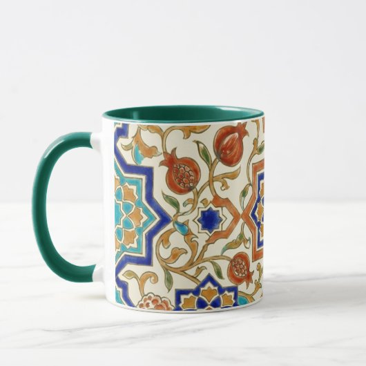 Mug Andalusian Pomegranate & Blue Star Geometric Tile  (Gauche)