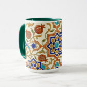 Mug Andalusian Pomegranate & Blue Star Geometric Tile  (Devant gauche)