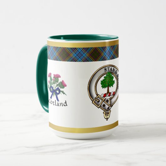 Mug Anderson Clan Badge Tartan & Motto (Devant gauche)