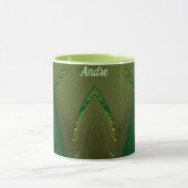 Mug ANDRE ~ Zany 3D Fractal ~ Gold Green (Centre)