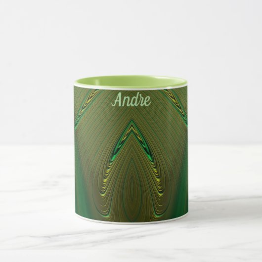 Mug ANDRE ~ Zany 3D Fractal ~ Gold Green (Centre)