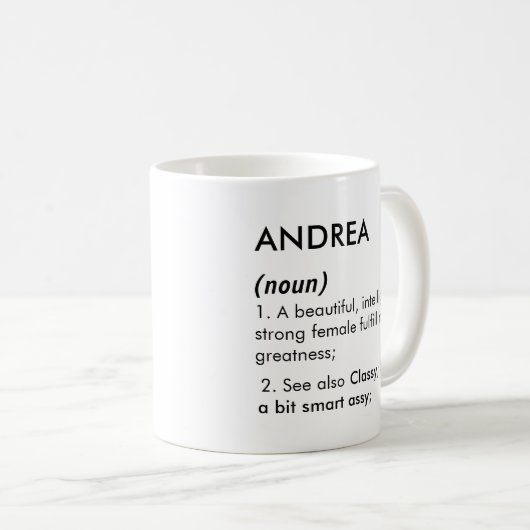 Mug Andrea name, Editable name, Custom name (Devant droit)