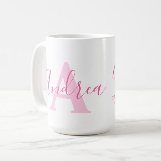 Mug Andrea nom signification et monogramme de texte ro (Devant gauche)