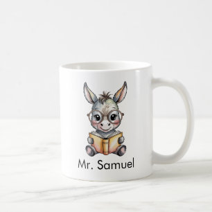 Mug Âne Mignon Lisant un Livre Personnalisé