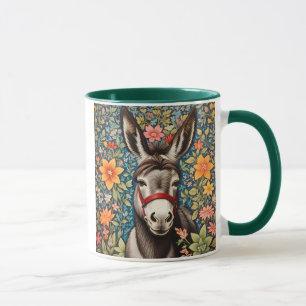 Mug Âne Mignon Sur Fond Floral Coloré
