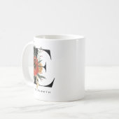 Mug Anémones à l'aquarelle Botaniques Lettre E Monogra (Devant gauche)