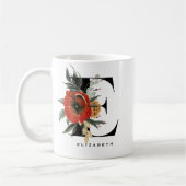 Mug Anémones à l'aquarelle Botaniques Lettre E Monogra (Gauche)