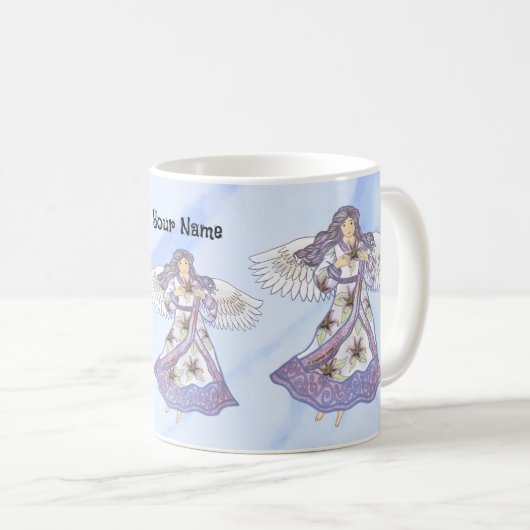 Mug Ange à fleurs de lilly (Devant droit)