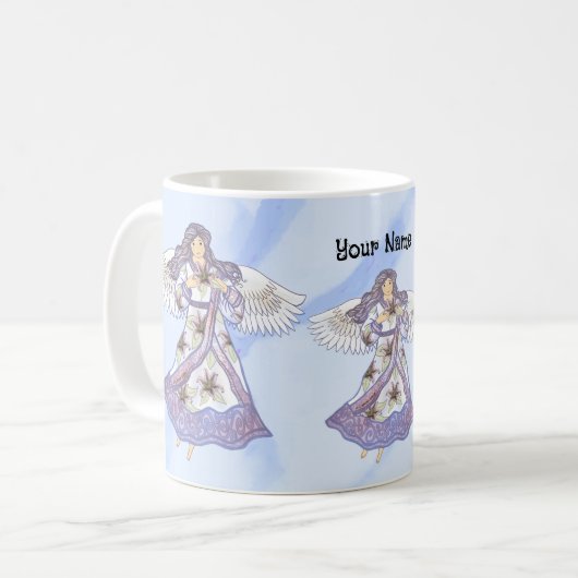Mug Ange à fleurs de lilly (Devant gauche)