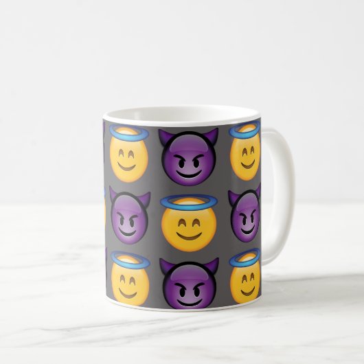 Mug Ange contre le motif d'Emoji de diable (Devant droit)