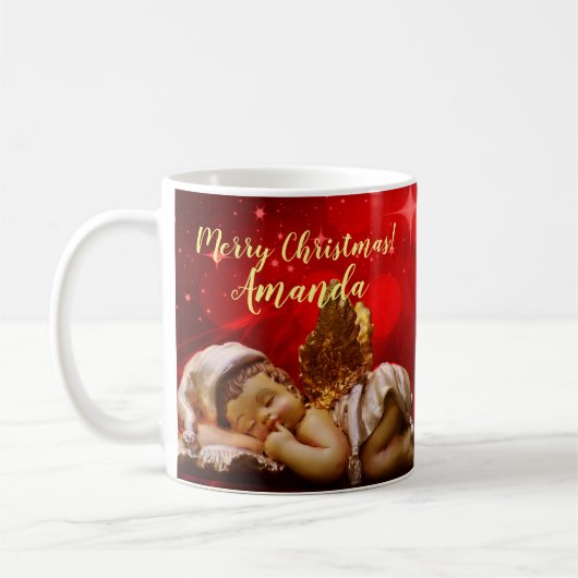 Mug Ange couchant Bébé Jésus Noël (Gauche)