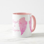 Mug Ange dans des ailes d'ange de rose de déguisement (Devant droit)