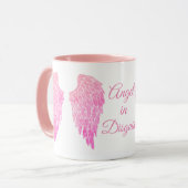 Mug Ange dans des ailes d'ange de rose de déguisement (Devant gauche)
