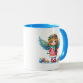 Mug Ange de neige de Noël (Devant droit)