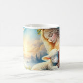 Mug Ange de Noël avec agneau en paix en hiver (Centre)