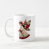 Mug Ange de Noël avec fleurs de fêtes (Gauche)