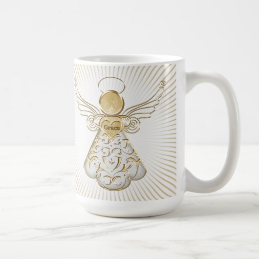 Mug Ange de Noël d'or des Sunrays de grâce (Droite)