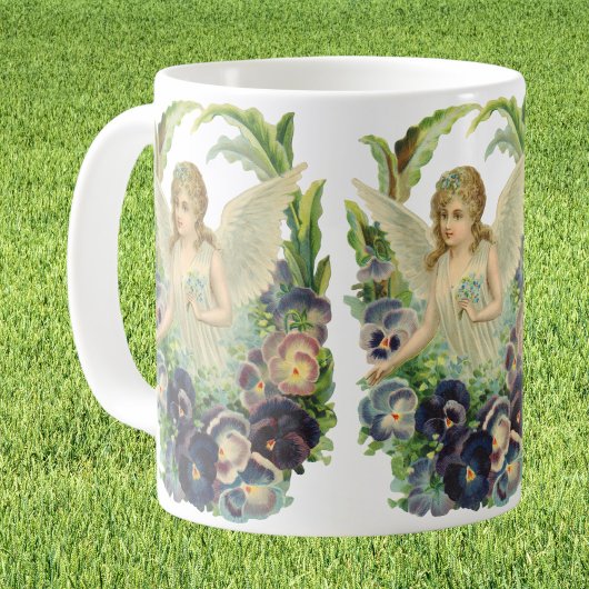 Mug Ange de Pâques victorien avec des pensées violette