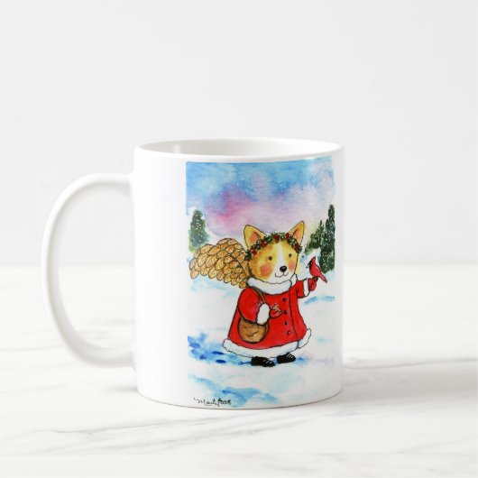 Mug Ange d'hiver de corgi (Gauche)