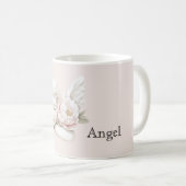 Mug Ange Fleur Rose Pâle (Devant droit)