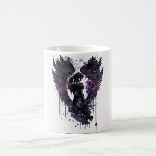 Mug Ange foncé Valentine avec ailes foncées (Centre)