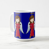 Mug Ange mignon de Noël avec la robe longue rouge (Devant gauche)