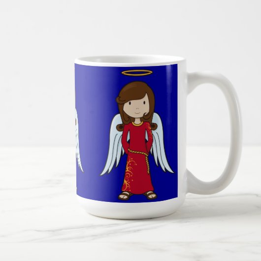 Mug Ange mignon de Noël avec la robe longue rouge (Droite)