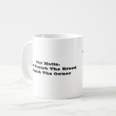 Mug Ange puissant de pitbull, notre devise : Ne (Devant gauche)