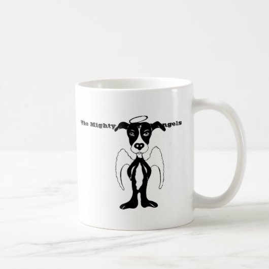 Mug Ange puissant de pitbull, notre devise : Ne (Droite)
