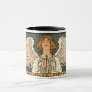 Mug Ange religieux vintage priant avec des étoiles dor