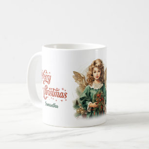 Mug Ange victorien vintage aux baies sèches rouges