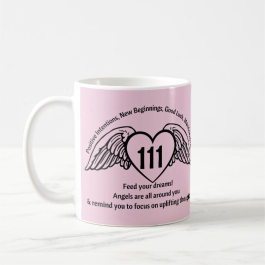 Mug Angel 111 Rose Numéro Affirmation Numérologie Nom (Gauche)