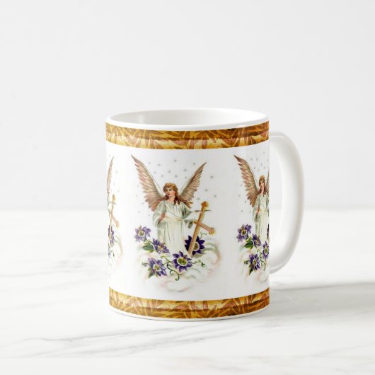 Mug Angel Avec Croix Et Fleurs Clematis (Devant droit)